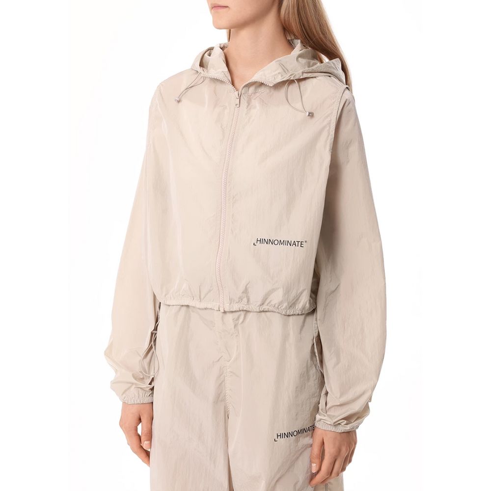 Beige Nylon Jackets & Coat