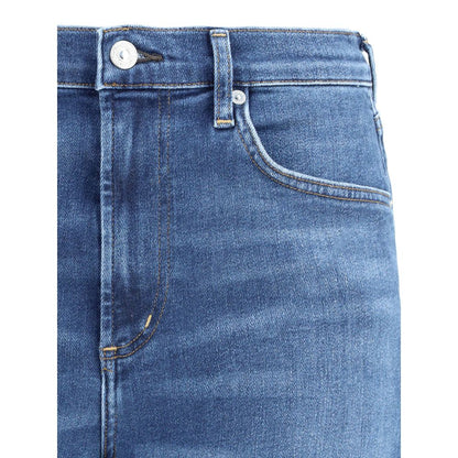 Blue Cotton Cropped Jeans