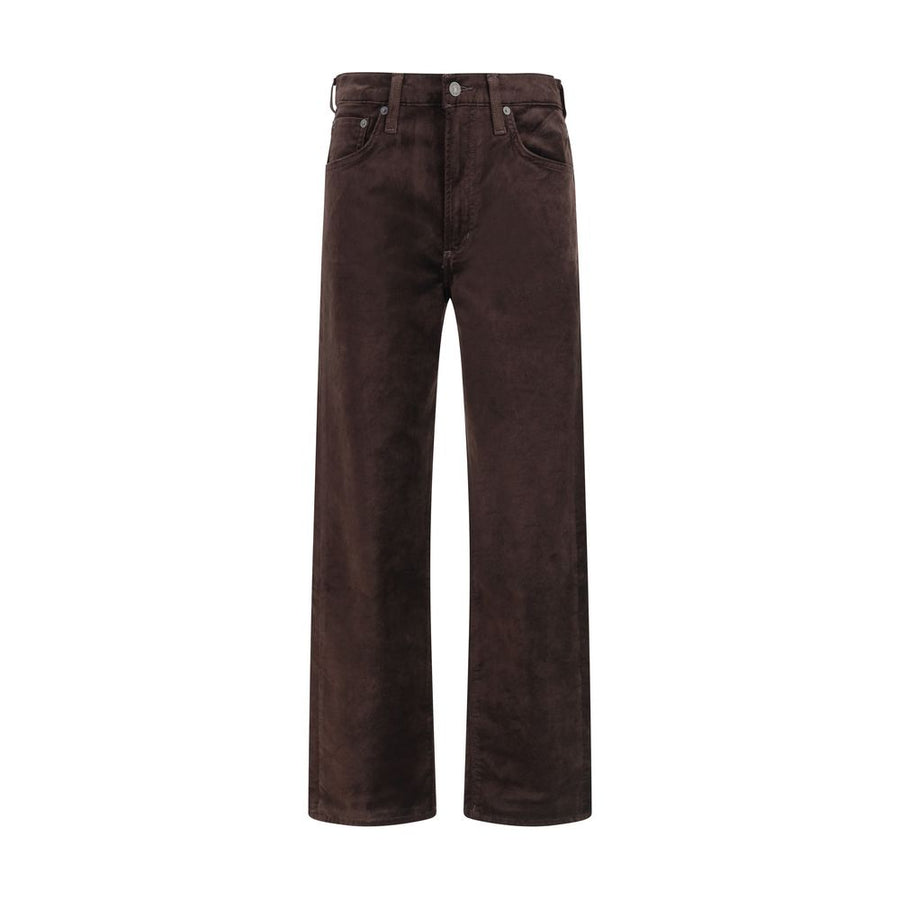 Brown Cotton Straight-Leg Jeans