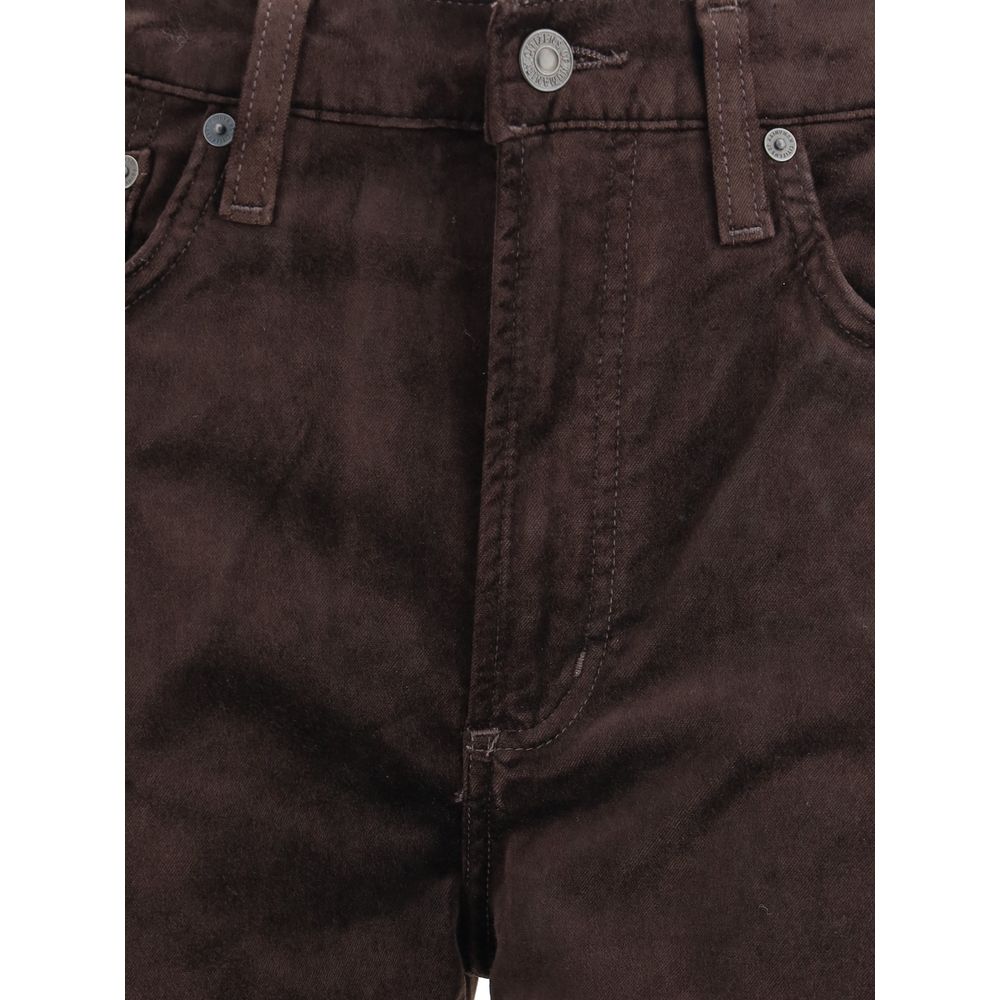 Brown Cotton Straight-Leg Jeans
