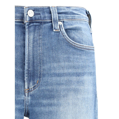 Blue Cotton Straight-Leg Jeans