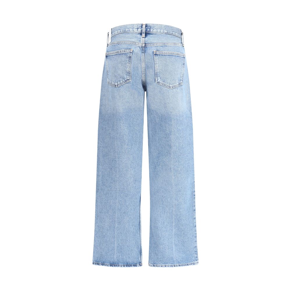 Blue Cotton Straight-Leg Jeans