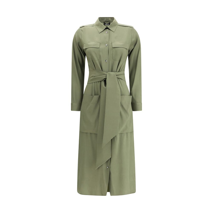 Green Silk Casual Dress