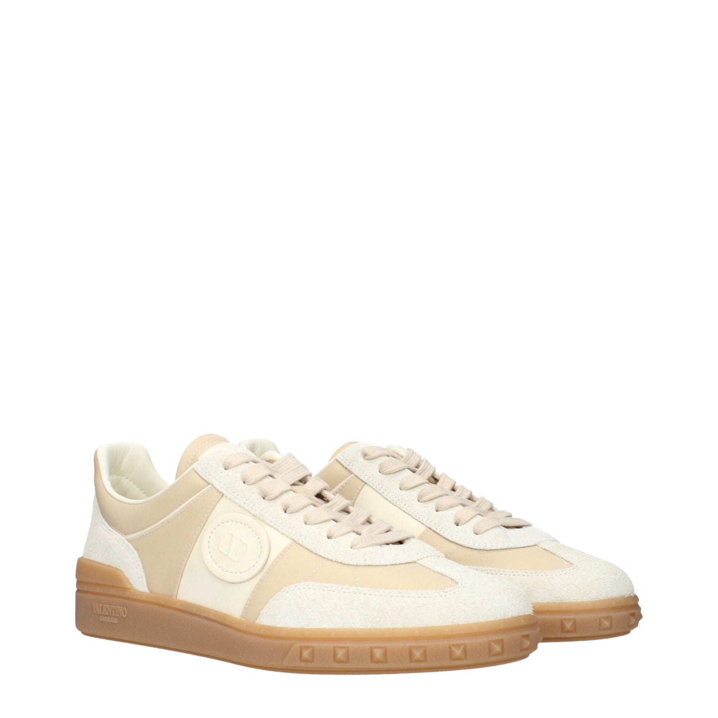 Beige Fabric Low Top Sneakers