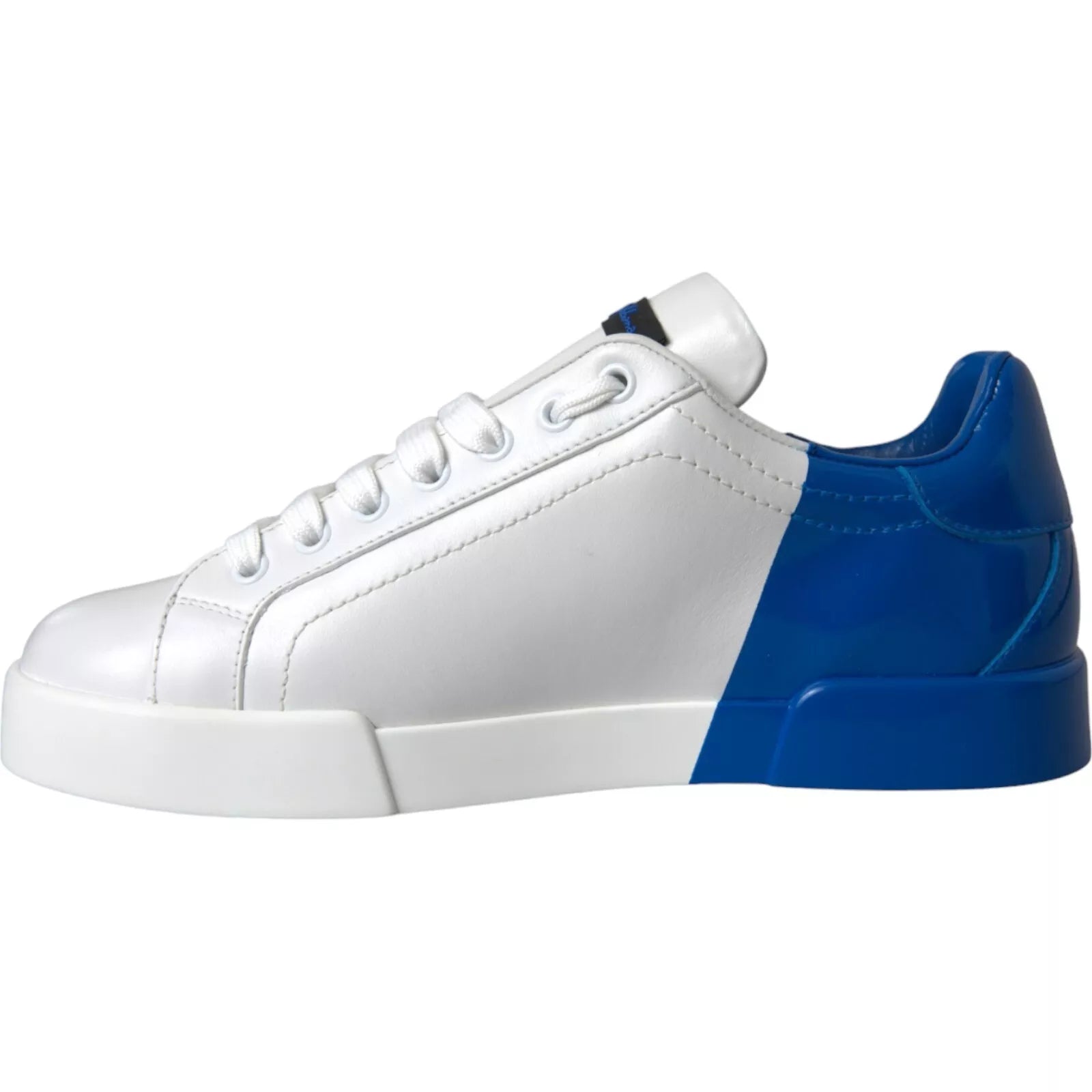 White Blue Logo Low Top Leather Sneakers Shoes