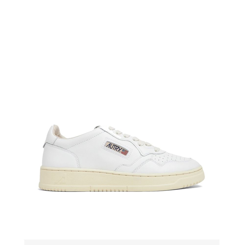 White Leather Low Top Sneakers