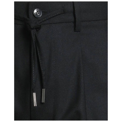 Black Elastane Casual Pants