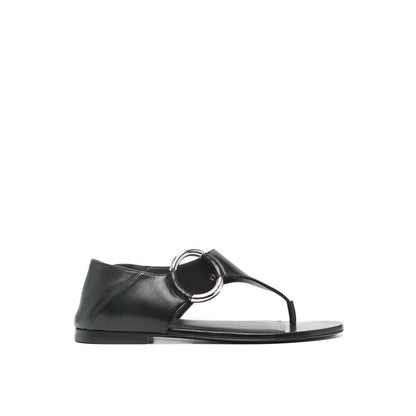 Black Calfskin Strap-On Sandals