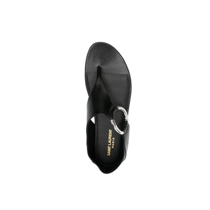 Black Calfskin Strap-On Sandals