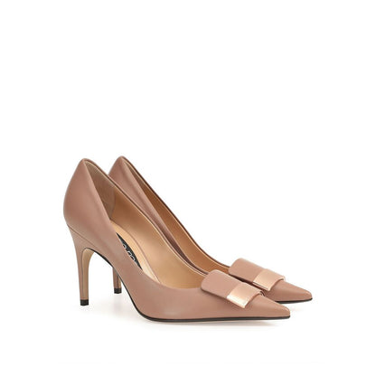 Beige Calfskin High Heel Pumps