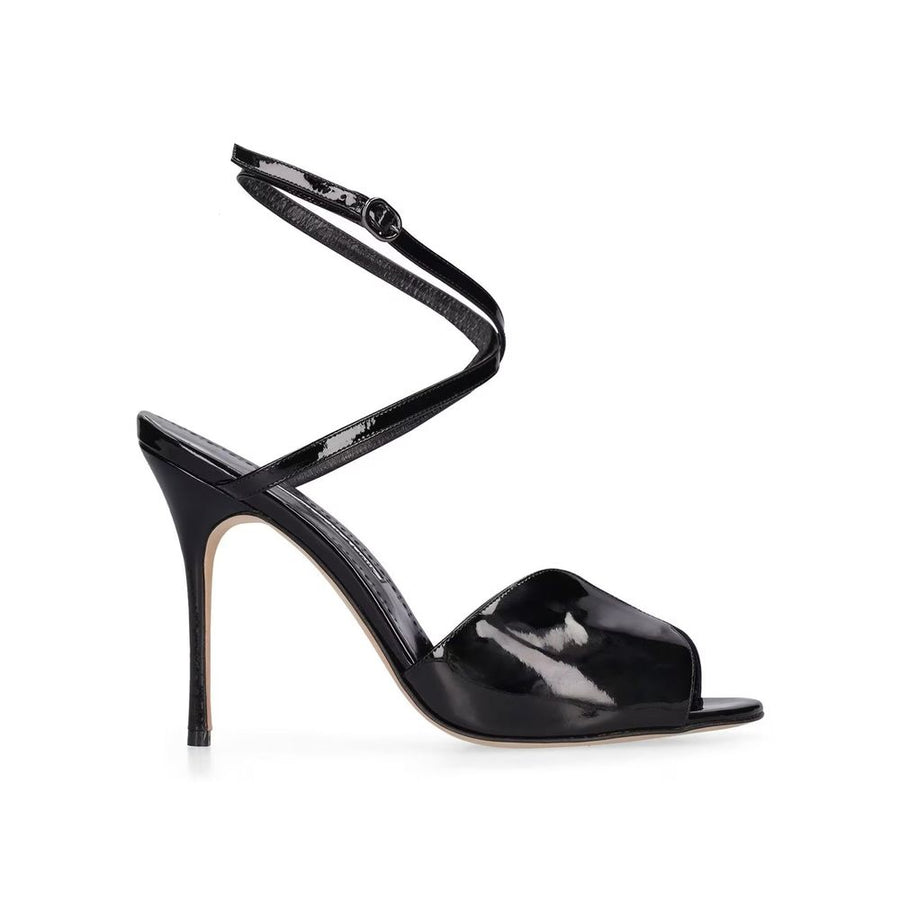 Black Calfskin Stiletto Heel Sandals