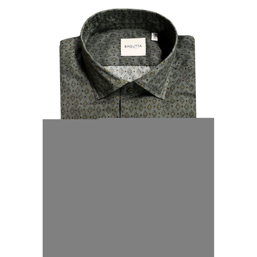 Green Cotton Men Shirt