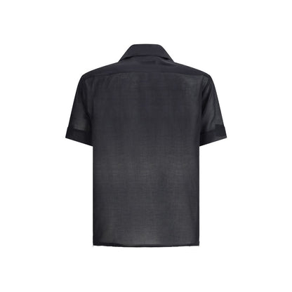 Black Cotton Shortsleeve Shirt
