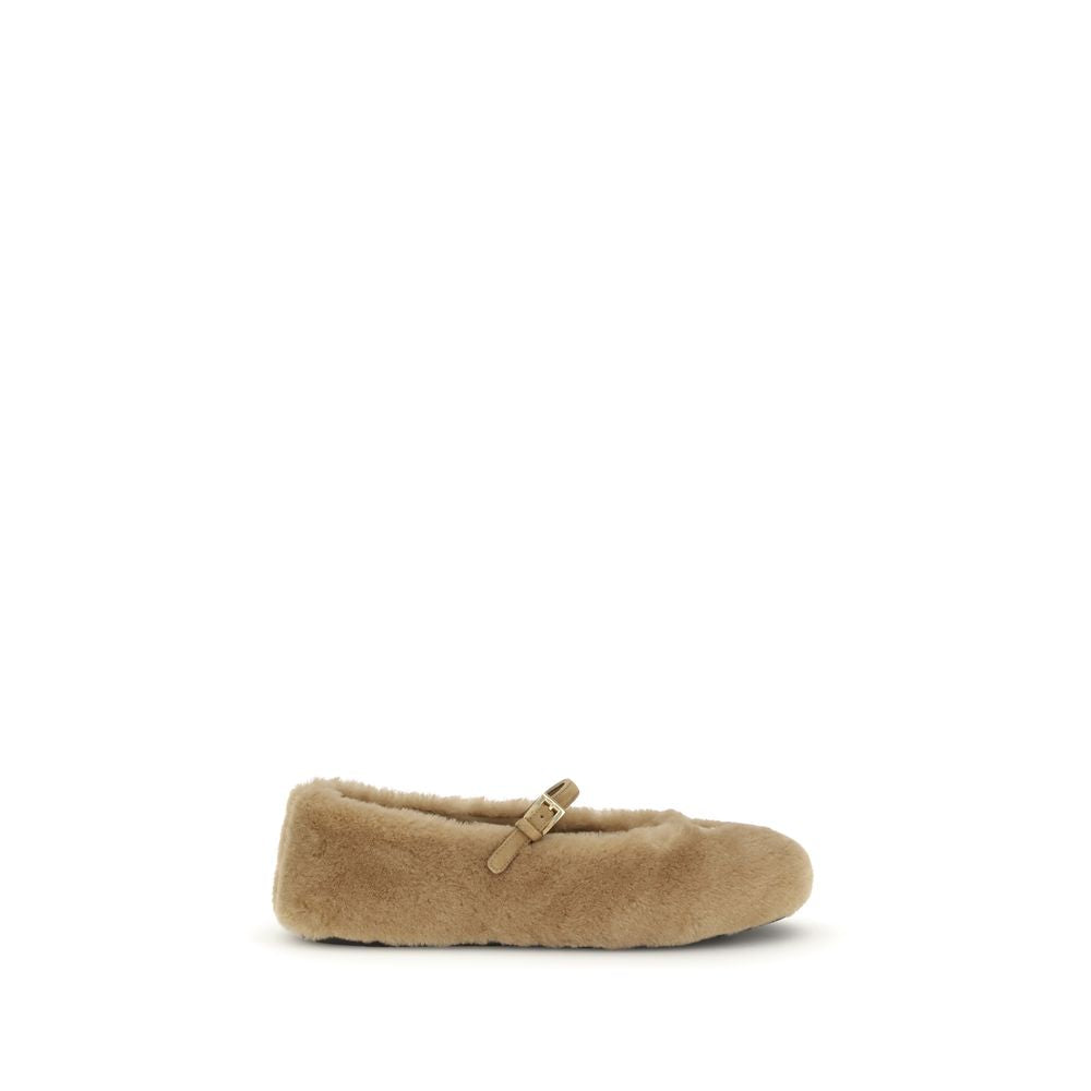 Beige Lamb Ovis Aries Aries Ballet Flats