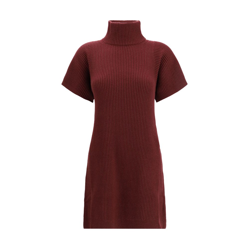 Bordeaux Fleece Wool Casual Dress