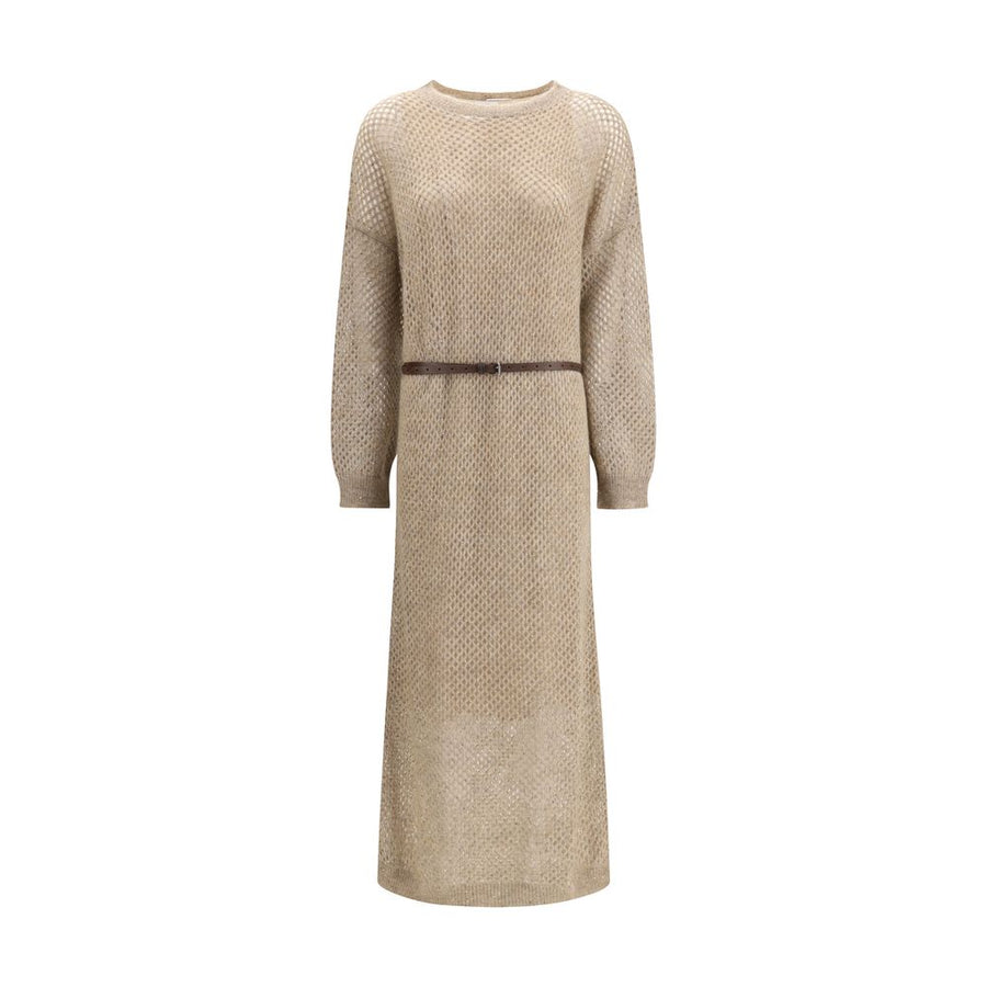 Beige Mohair Casual Dress