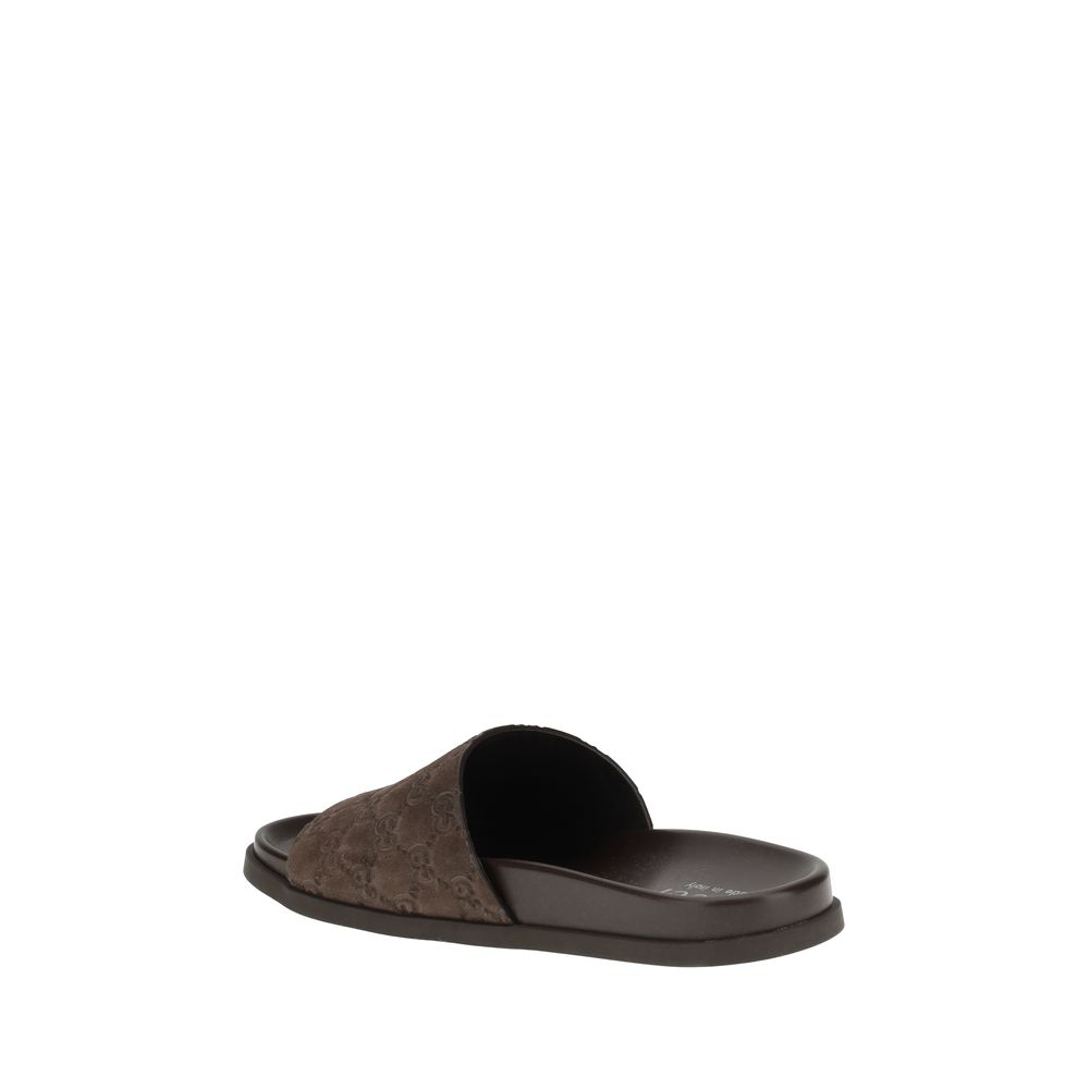 Brown Calf Leather Bos Taurus Flat Sandals