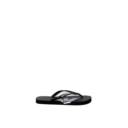 Black And White Rubber Flip-Flop Sandals
