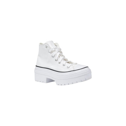 White Fabric Chunky Sneakers