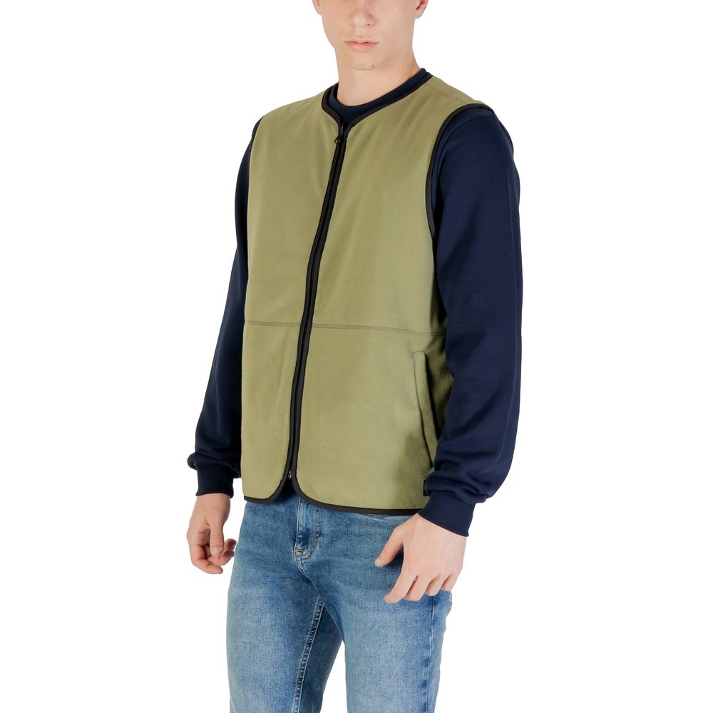 Green Polyester Sleveless Jacket