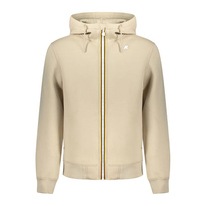Beige Polyester Men Sweater with Hood