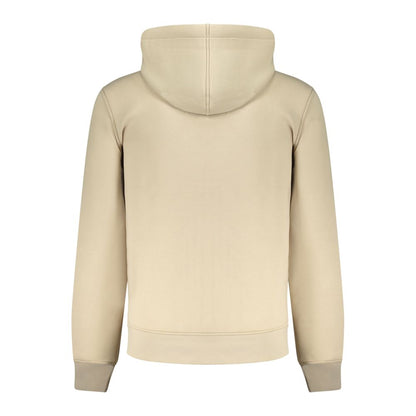 Beige Polyester Men Sweater with Hood