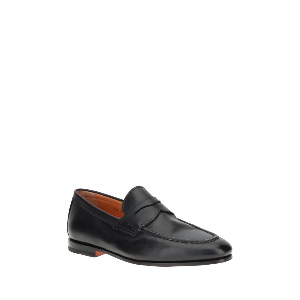 Black Calf Leather Bos Taurus Slip-On Loafers