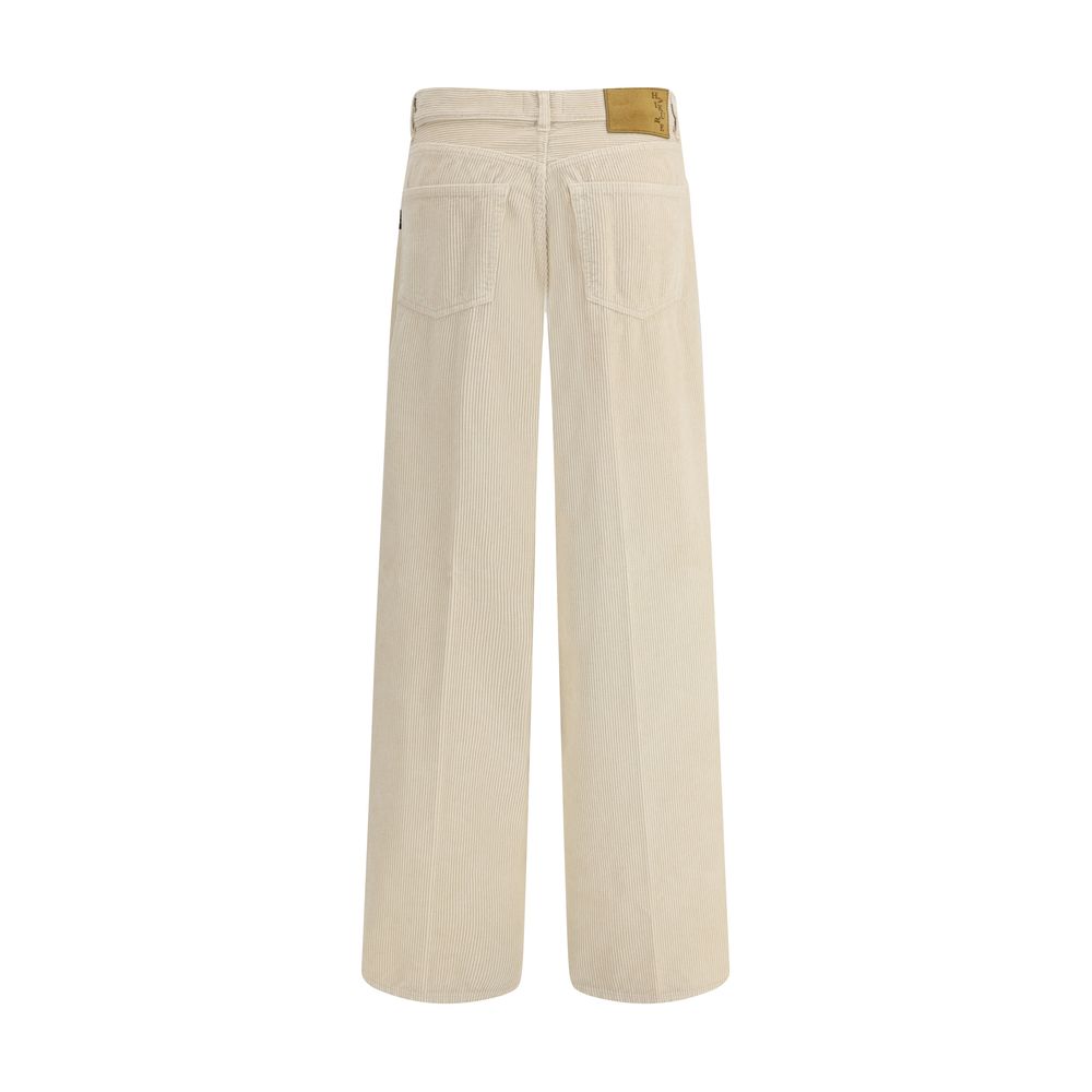 Beige Cotton Casual Pants