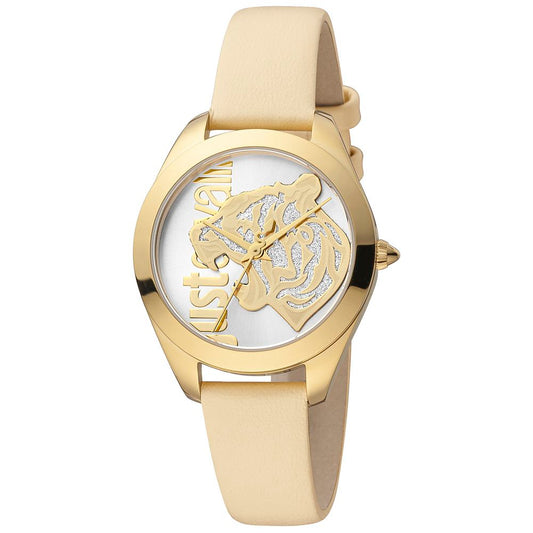 Beige Leather Dress Watch