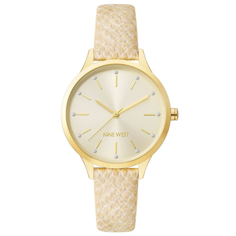 Beige Leather Dress Watch