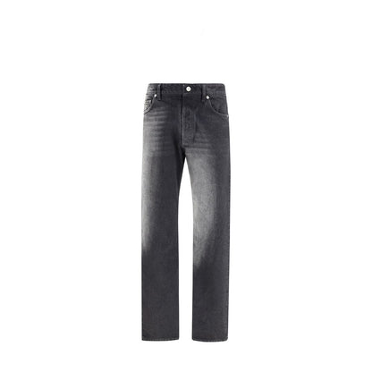 Black Cotton Straight-Leg Jeans
