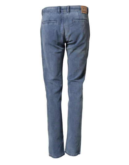 Blue Cotton Stretch Men Chino Trouser Pants