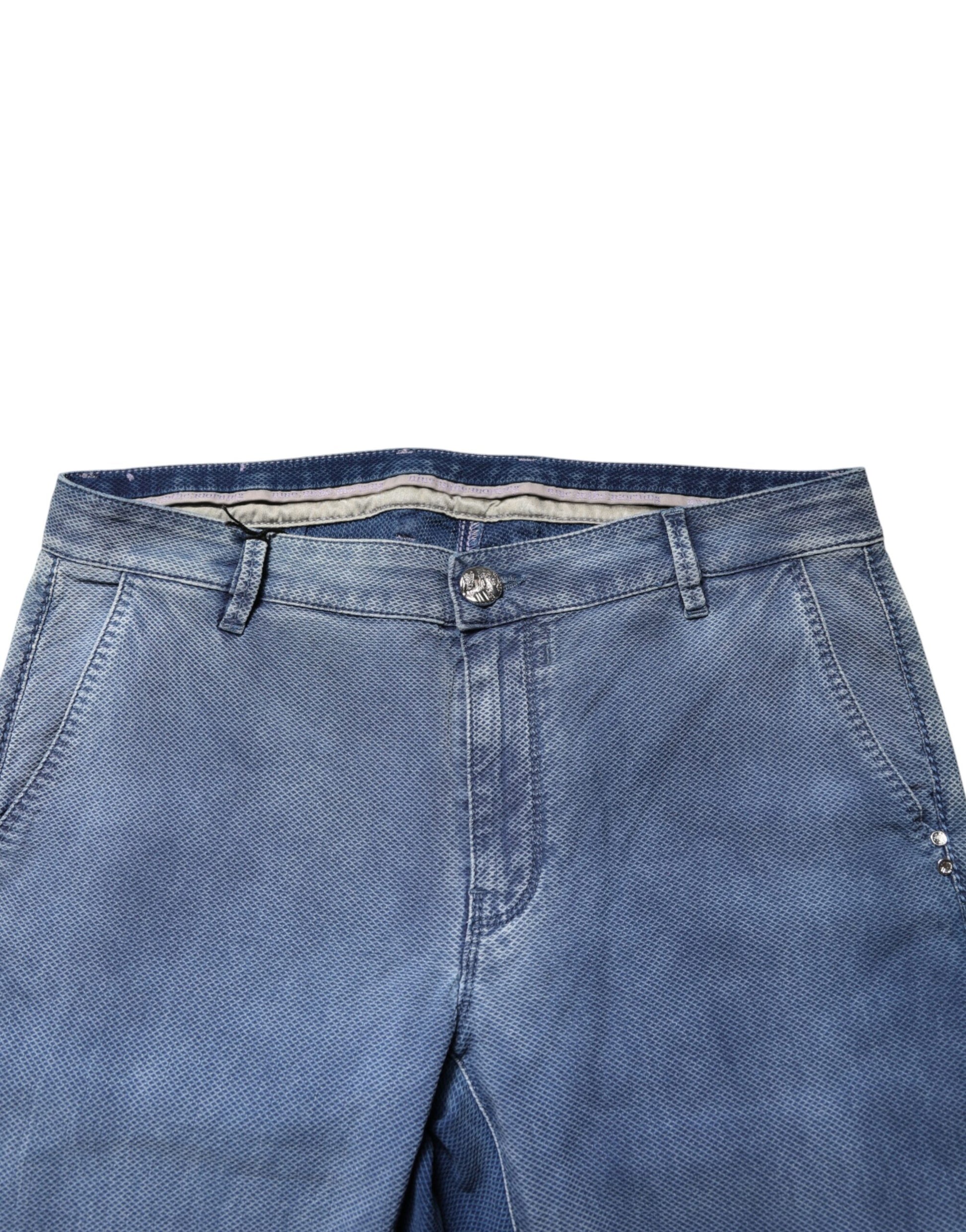 Blue Cotton Stretch Men Chino Trouser Pants