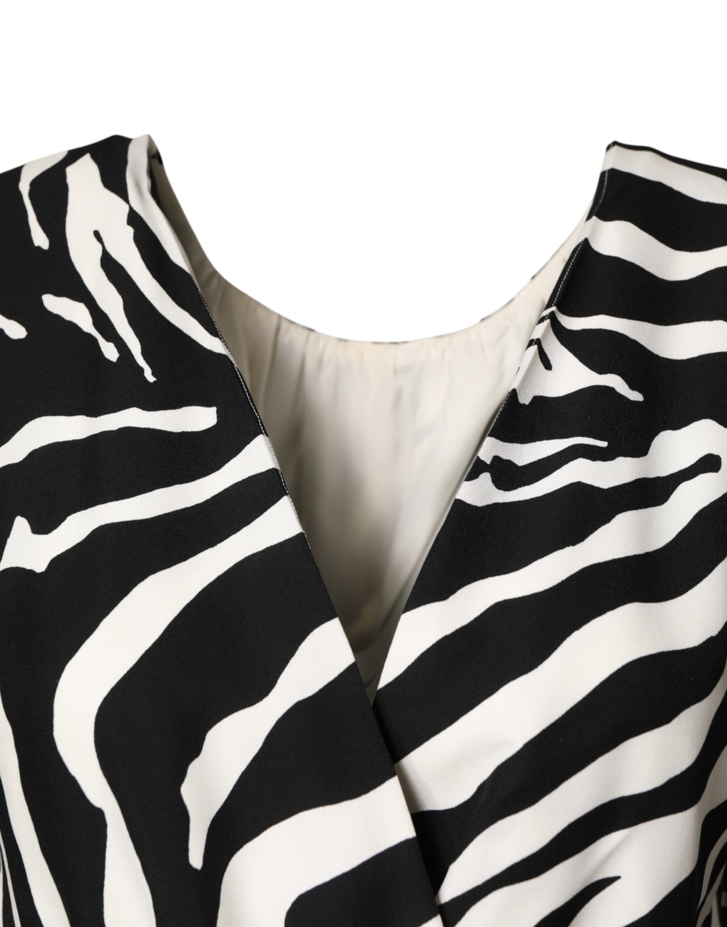 Black White Zebra Silk Sheath Mini Dress