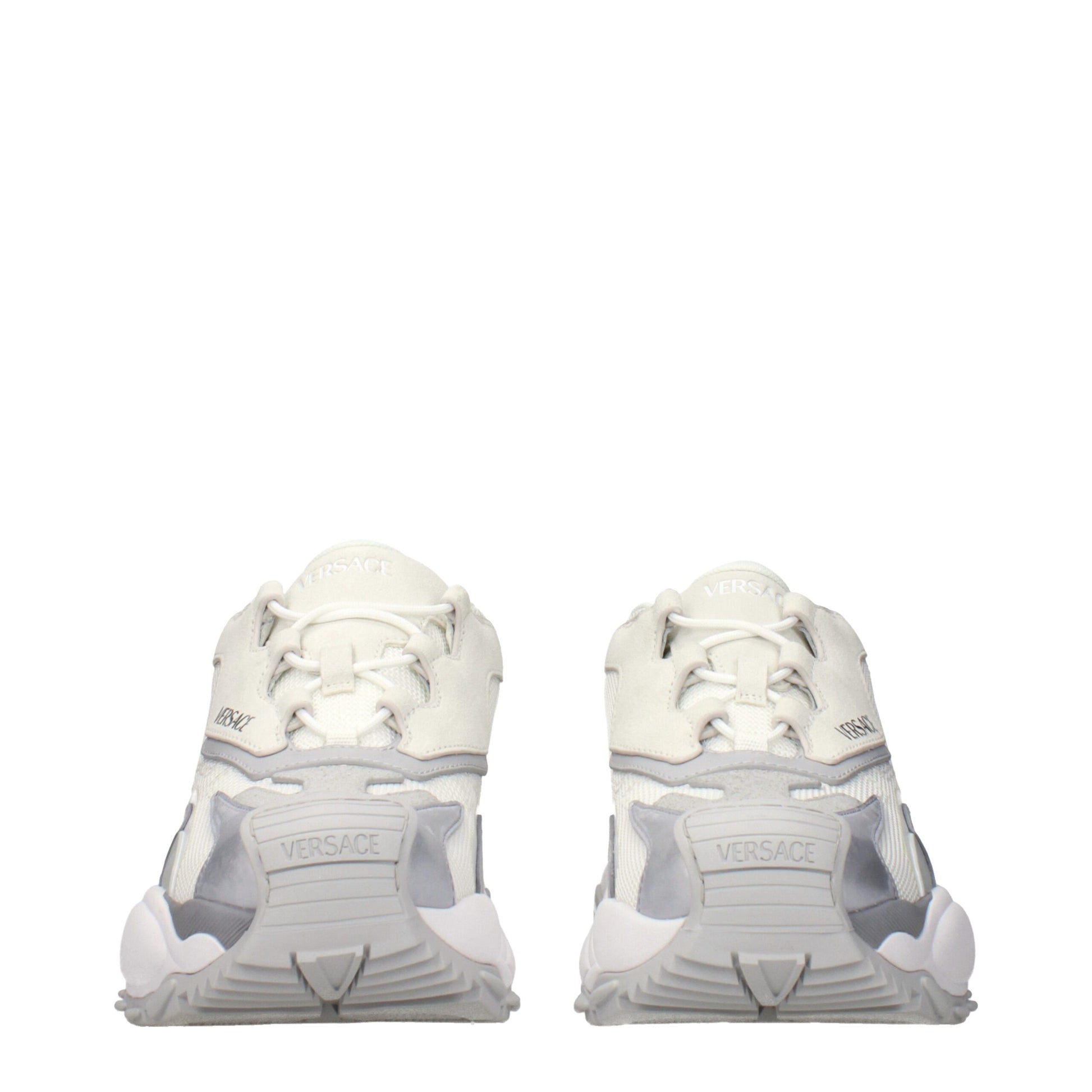 White Fabric Chunky Sneakers
