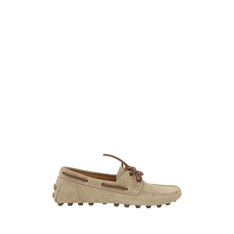 Beige Calf Leather Bos Taurus Slip-On Loafers