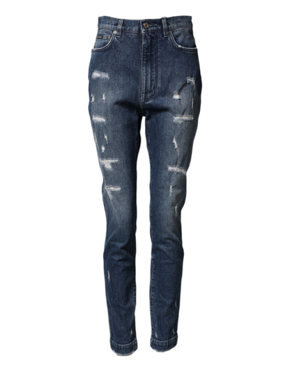 Blue Distressed Washed Logo GRACE Denim Jeans