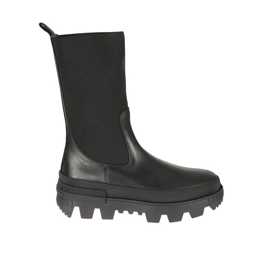 Black Calfskin Flat Boots