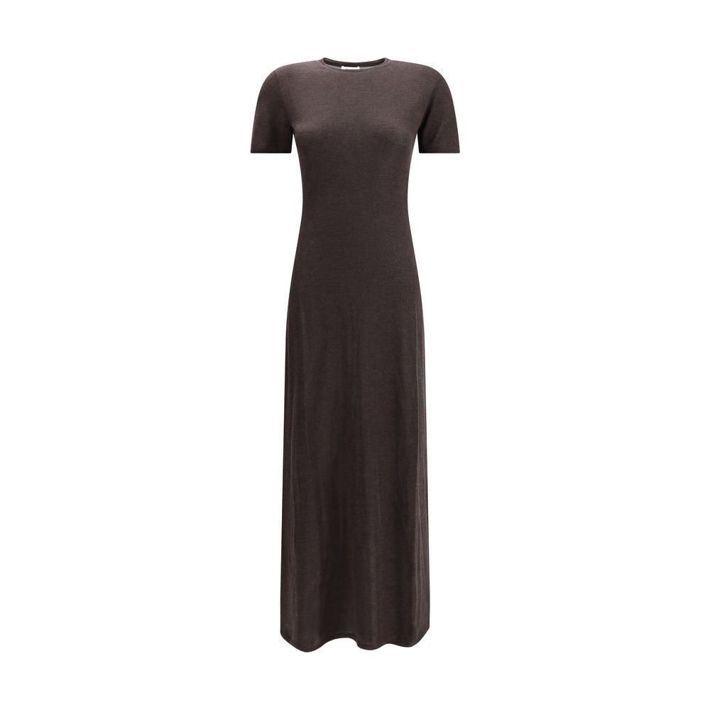 Brown Fleece Wool Long Dress