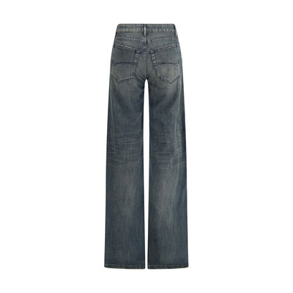 Blue Cotton Flared Jeans