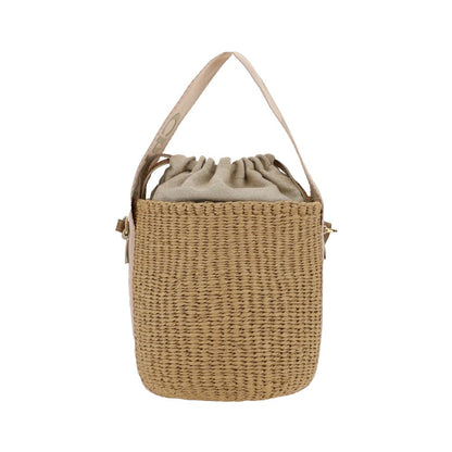 Beige Raffia Shoulder Bag