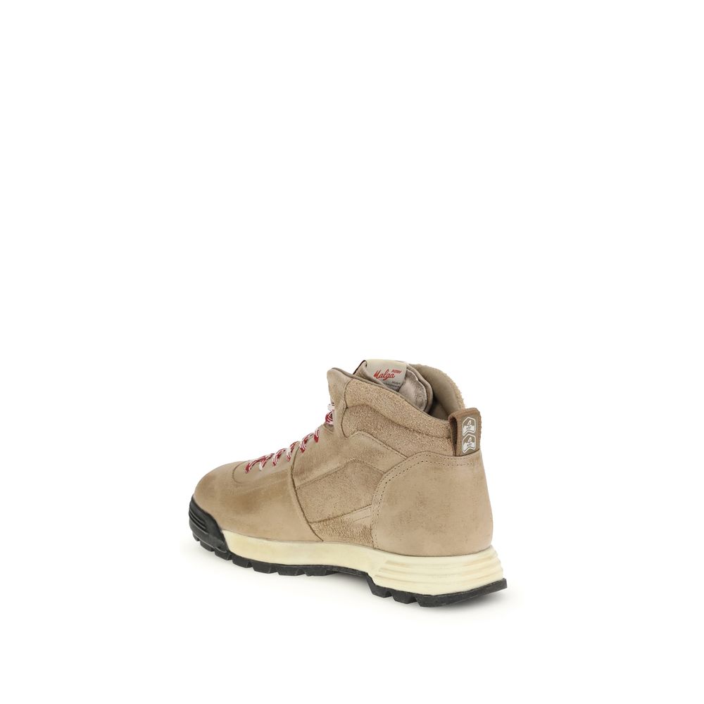 Beige Rubber Lace-Up Boots