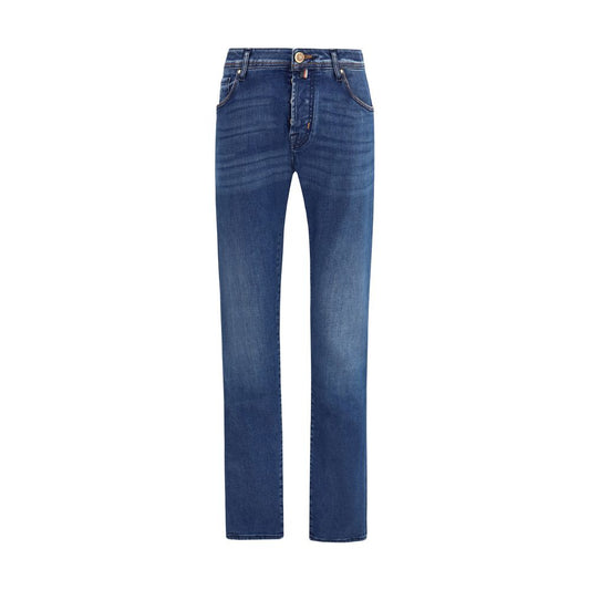 Blue Cotton Slim Fit Jeans