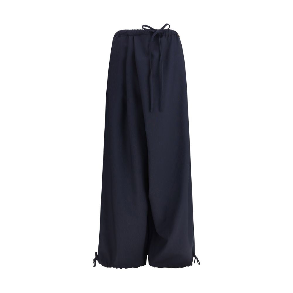 Blue Fleece Wool Casual Pants