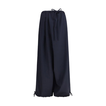 Blue Fleece Wool Casual Pants
