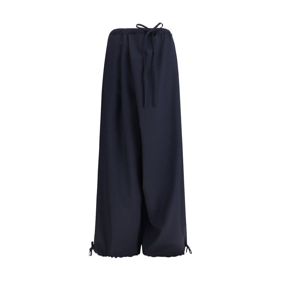 Blue Fleece Wool Casual Pants