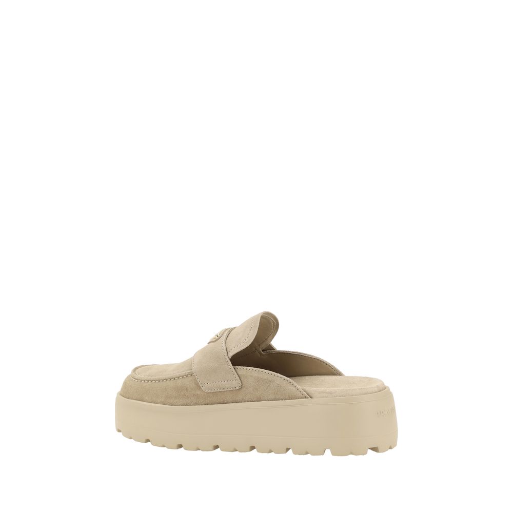Beige Rubber Platform Loafers