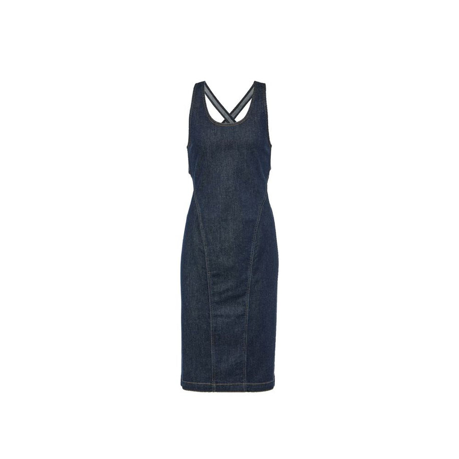 Blue Cotton Casual Dress