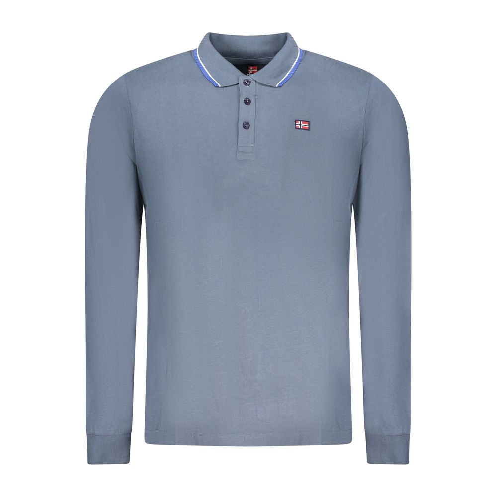 Blue Cotton Men Polo Shirt