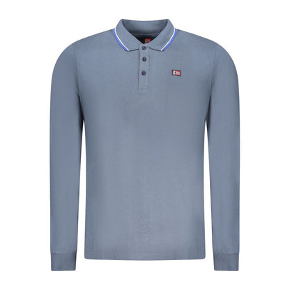 Blue Cotton Men Polo Shirt